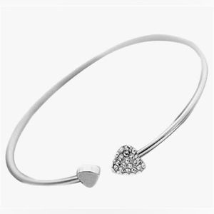 Florence Scovel Silver Tone CrystalHeart Adjustable Cuff Bangle